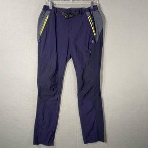 Columbia Belted Outdoor Hiking Camping Pants Blue Pockets Womans Size XL